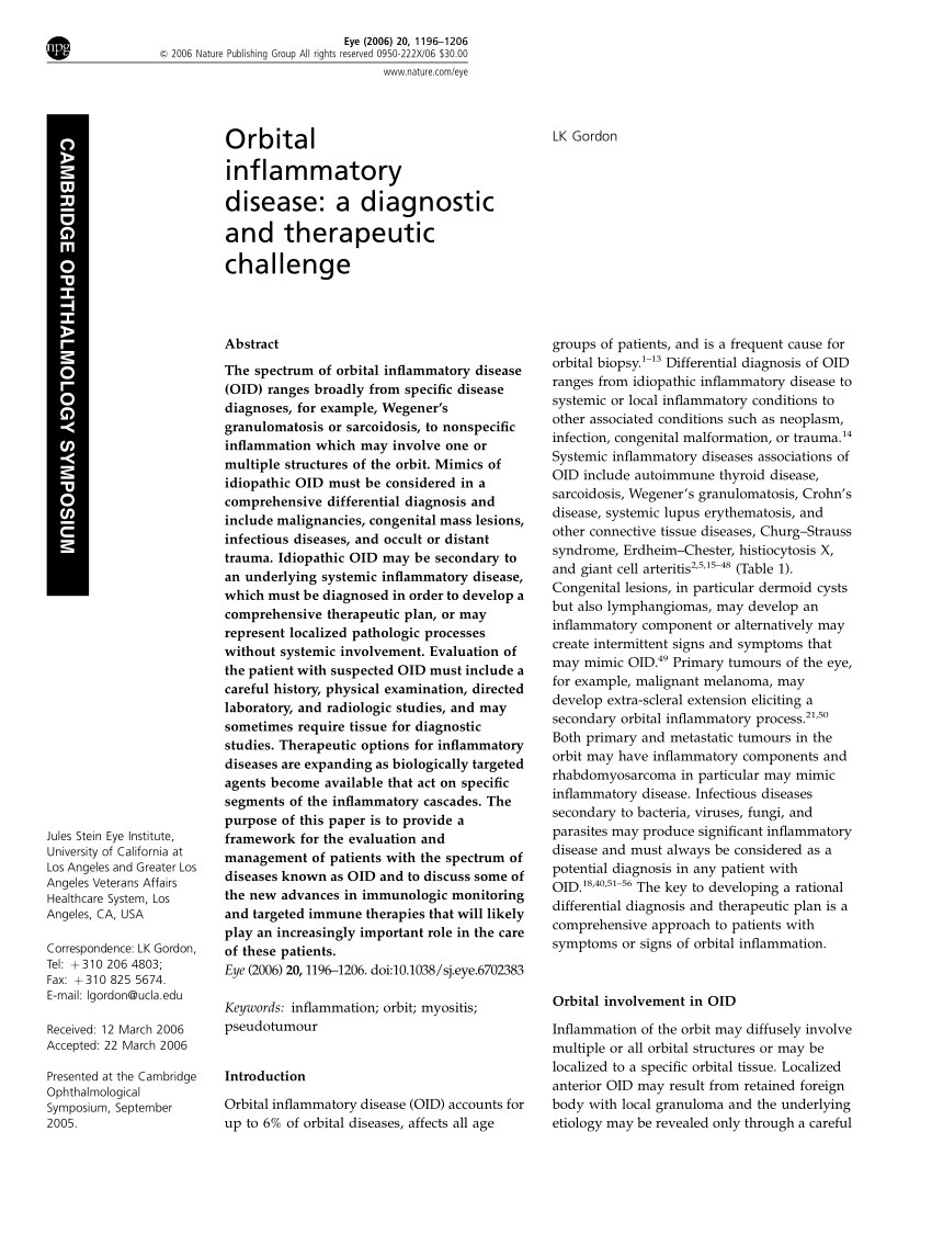 Pdf Orbital Inflammatory Disease A Diagnostic And - 