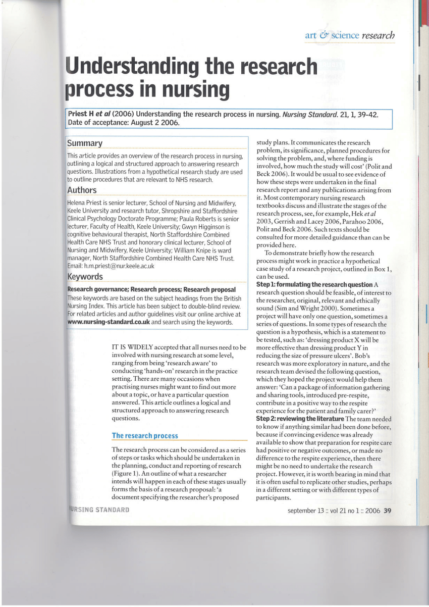 the research process in nursing 6th edition