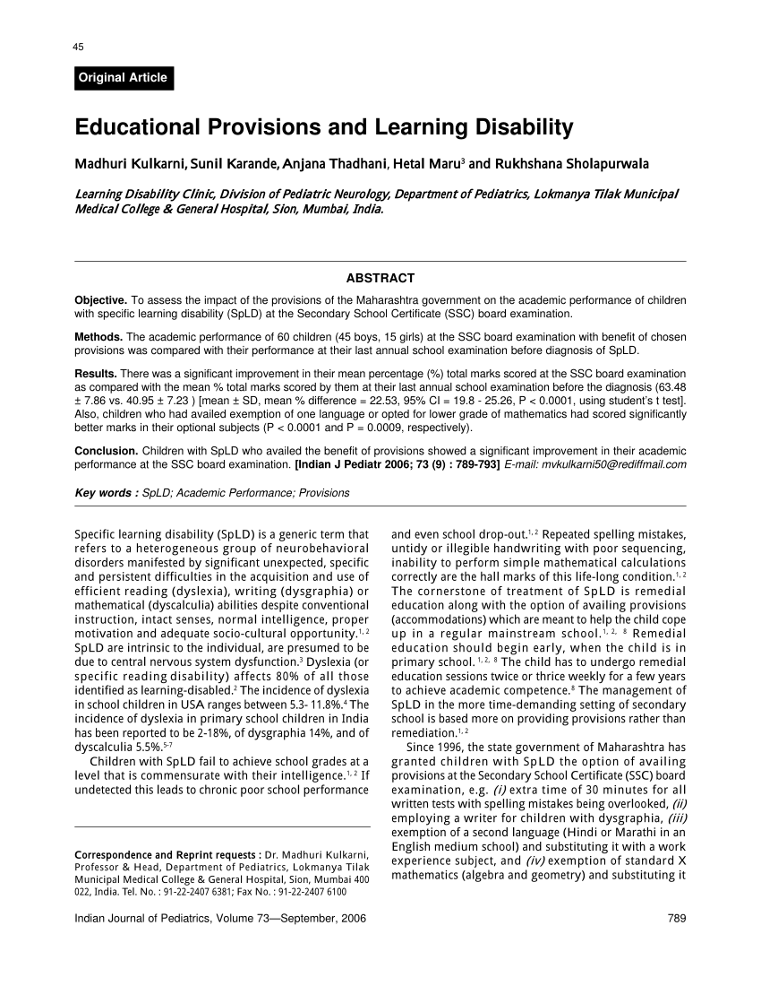 Pdf Educational Provisions And Learning Disability Images, Photos, Reviews