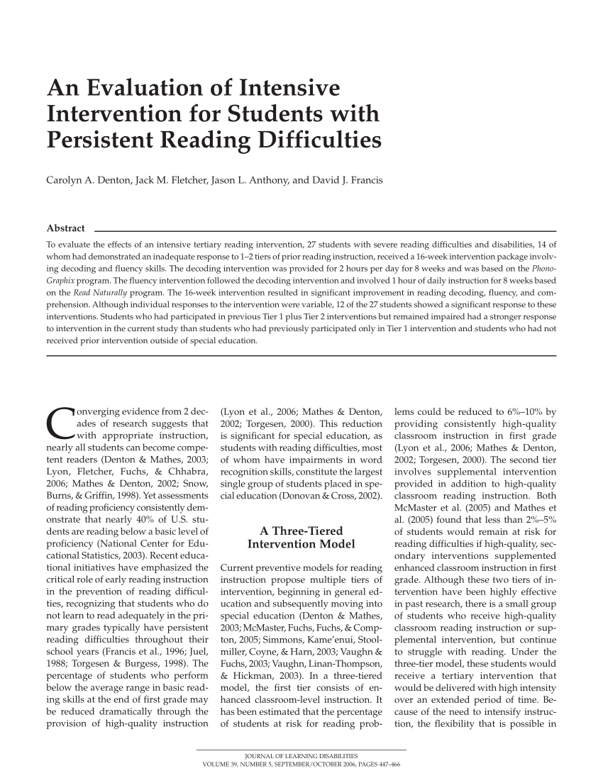 reading difficulties case study pdf