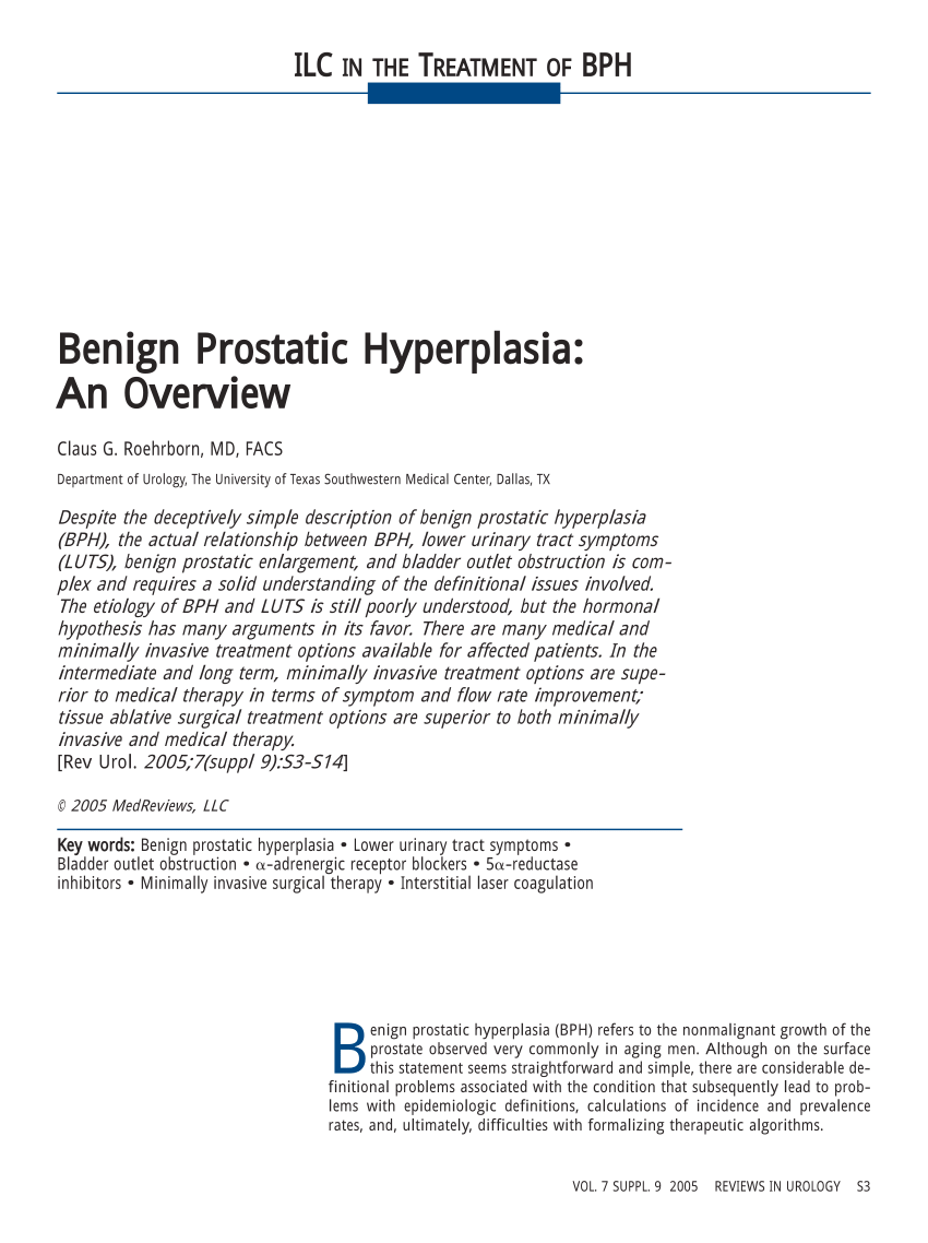 Placebo therapy of benign prostatic hyperplasia: a month study | Nickel | download
