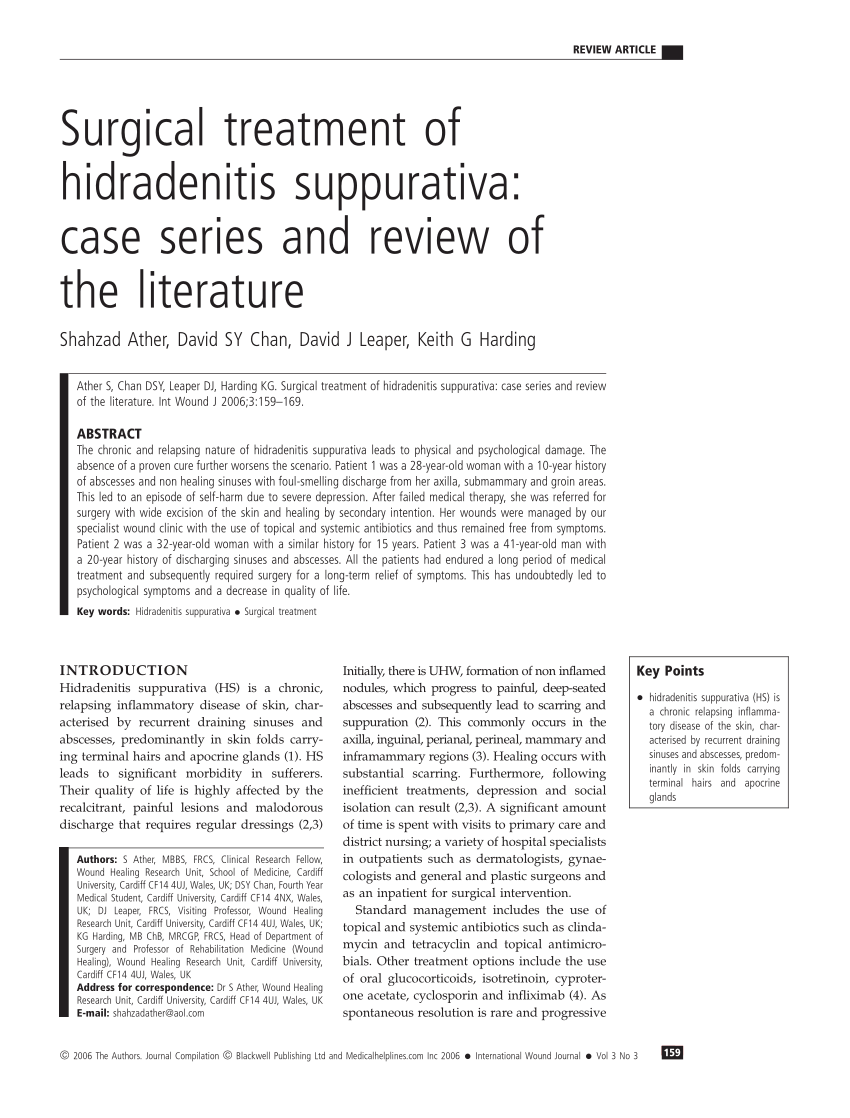 Pdf Surgical Treatment Of Hidradenitis Suppurativa Case Series And Review Of The Literature