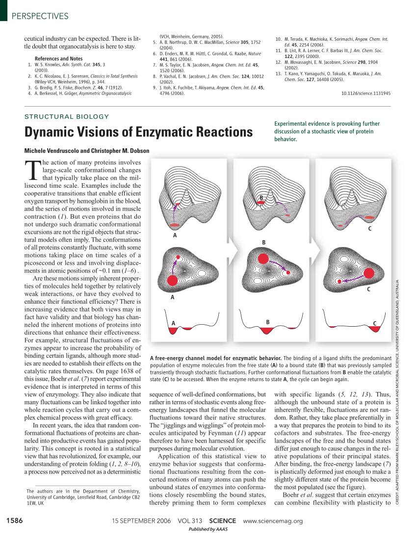 Pdf Structural Biology Dynamic Visions Of Enzymatic Reactions