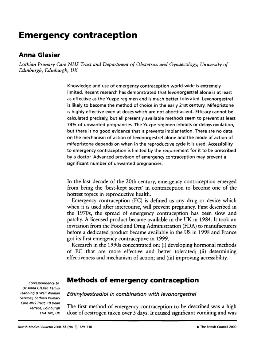 research proposal on emergency contraception pdf