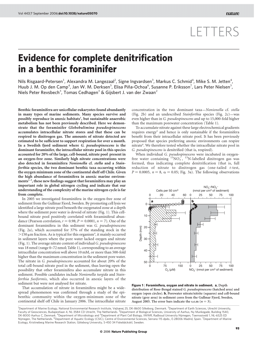 PDF) for denitrification in a benthic foraminifer