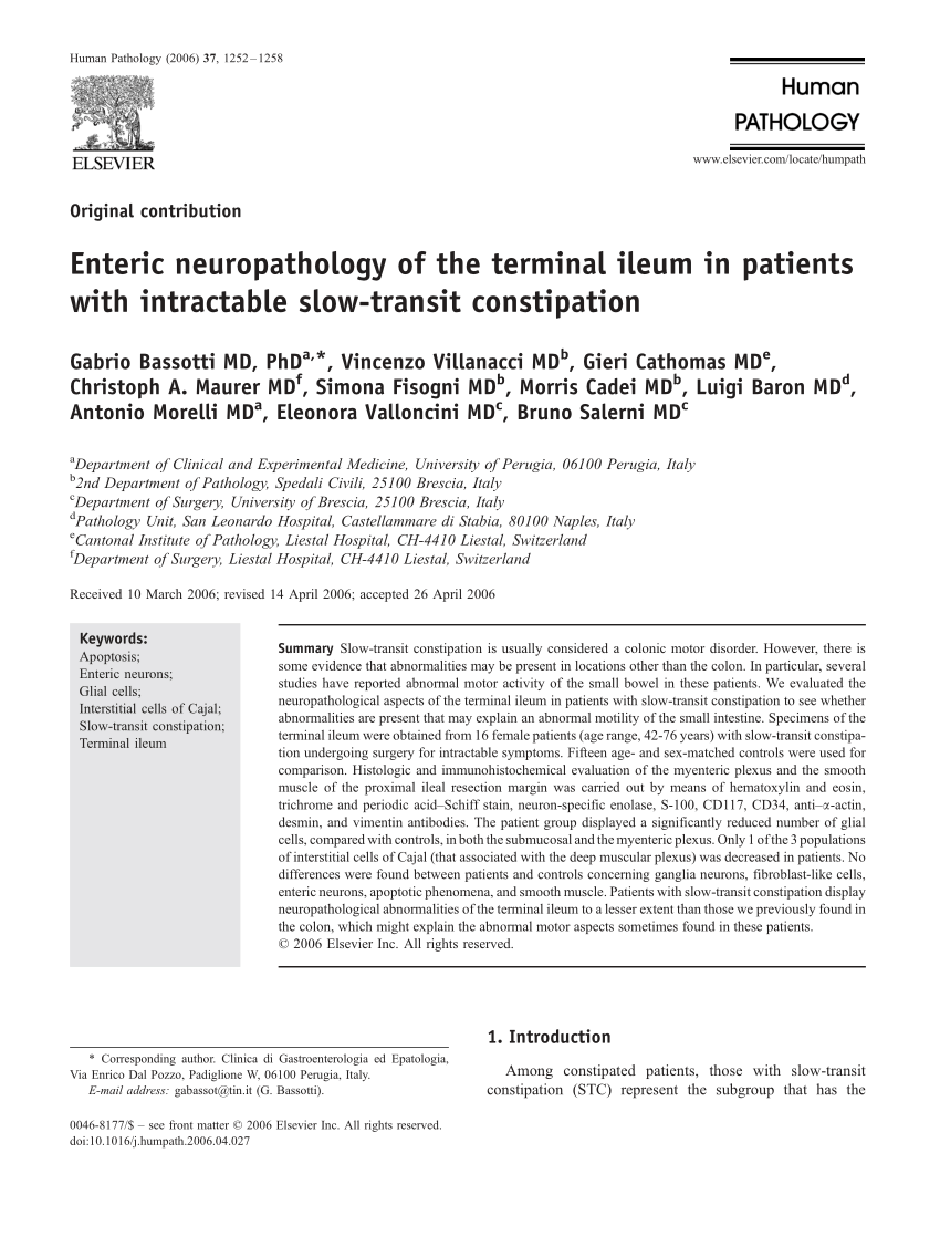 Pdf Enteric Neuropathology Of The Terminal Ileum In Patients With Intractable Slow Transit Constipation