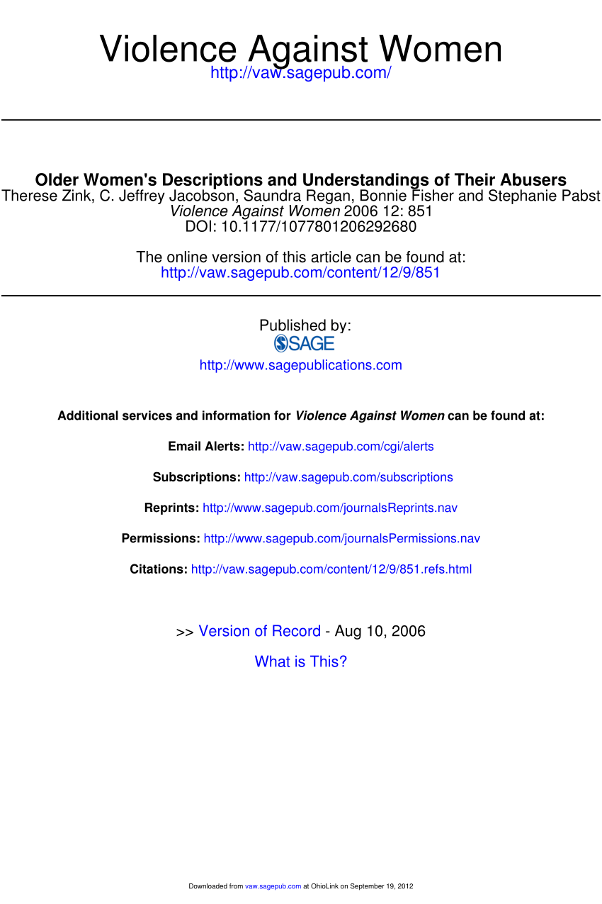 PDF) Older Womens Descriptions and Understandings of Their Abusers