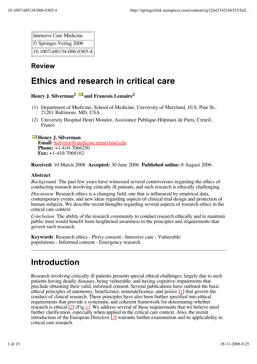 critical analysis research ethics