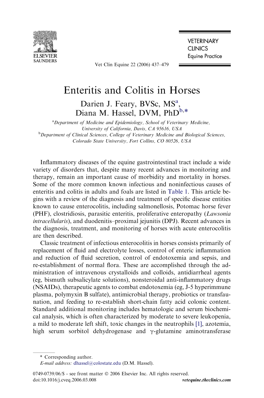 PDF) Enteritis and Colitis in Horses