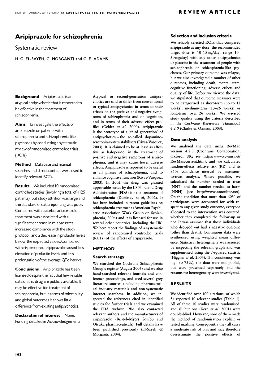 schizophrenia review paper