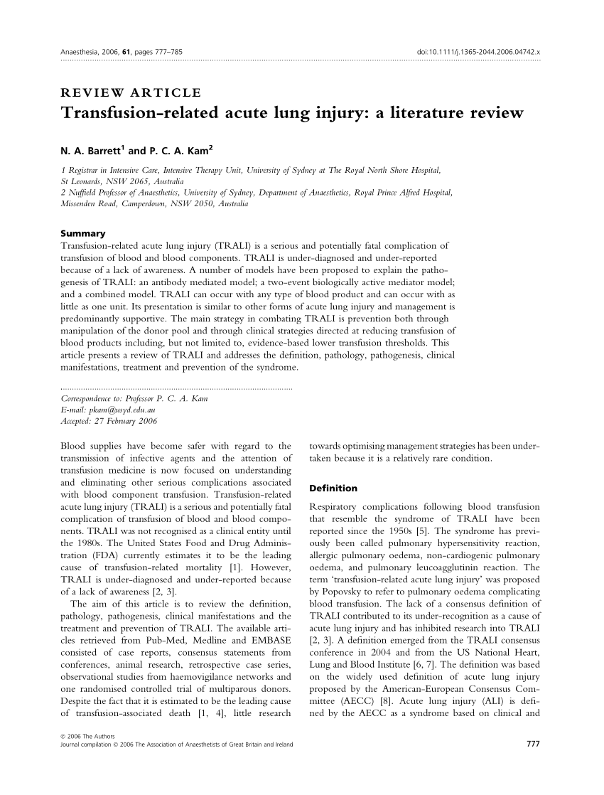 literature review on blood transfusion