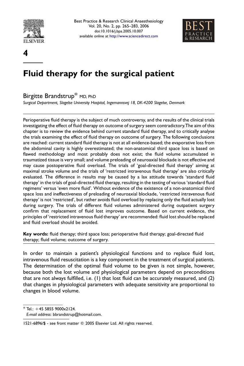 Iv fluid therapy medications