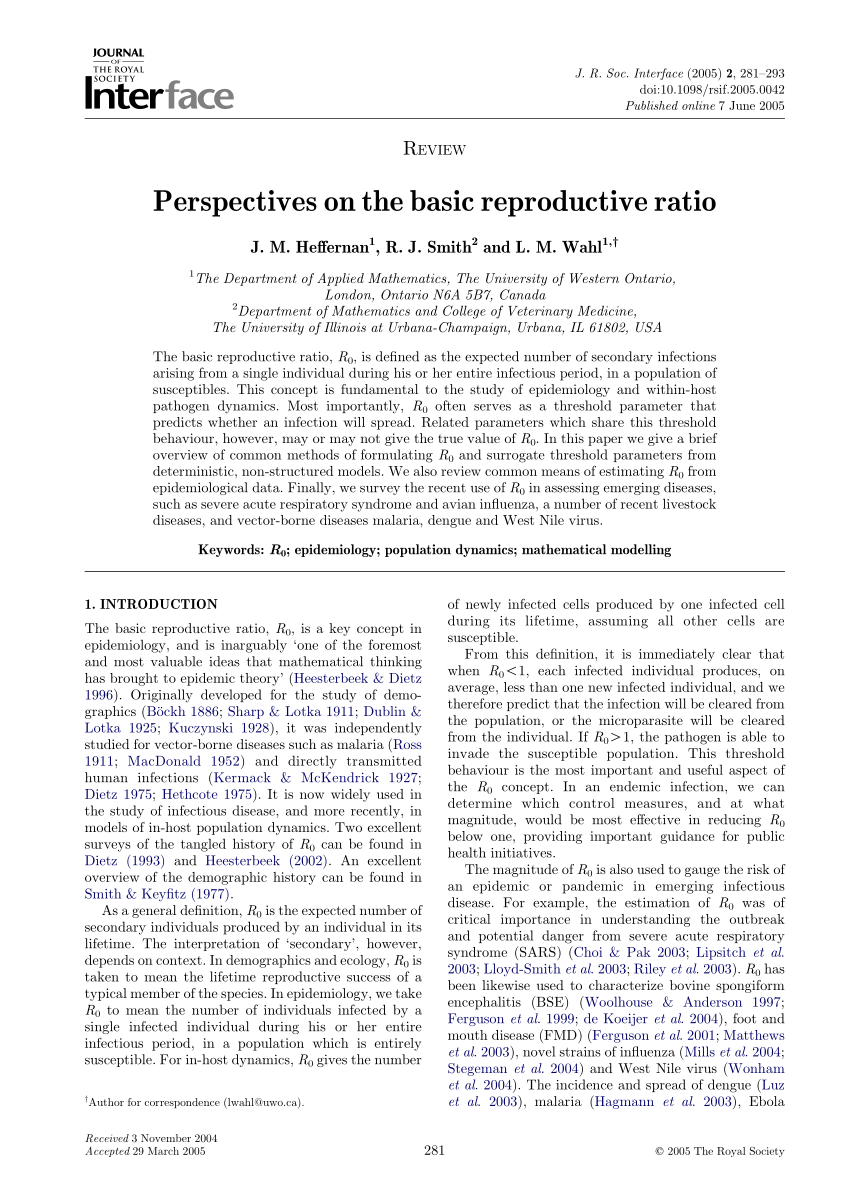 Pdf Perspectives On The Basic Reproductive Ratio