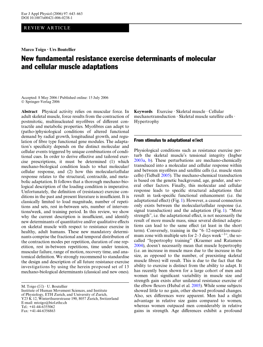 (PDF) New fundamental resistance exercise determinants of molecular and