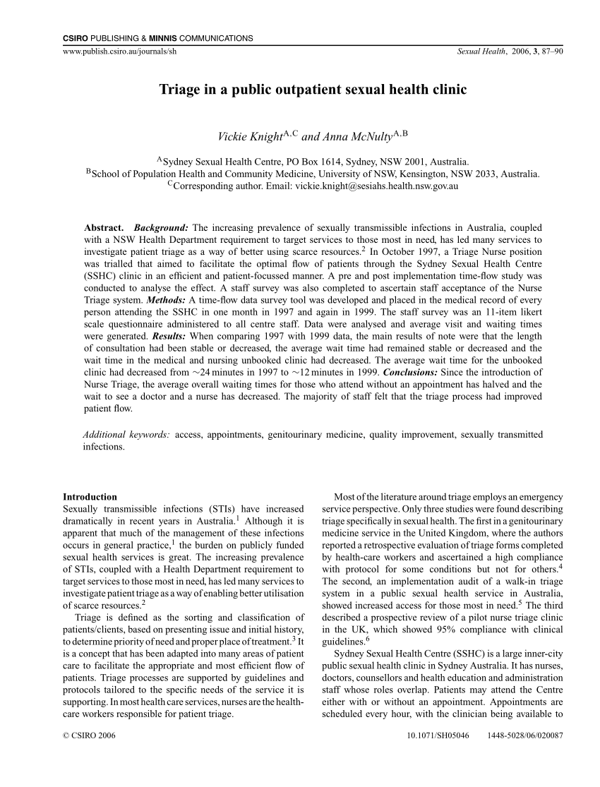 PDF Triage in a public outpatient sexual health clinic