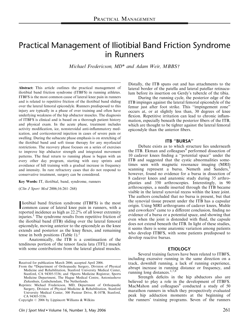 PDF) Practical Management of Iliotibial Band Friction Syndrome in