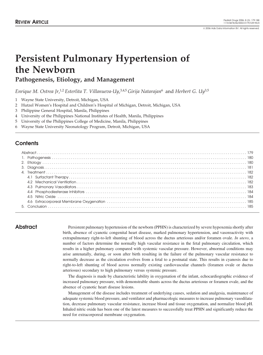 (PDF) Persistent pulmonary hypertension of the newborn Pathogenesis