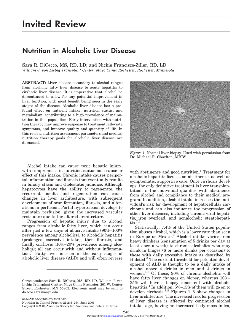 Pdf Nutrition In Alcoholic Liver Disease 