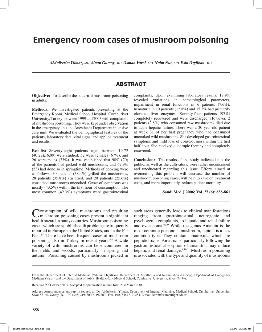 research paper on mushroom poisoning