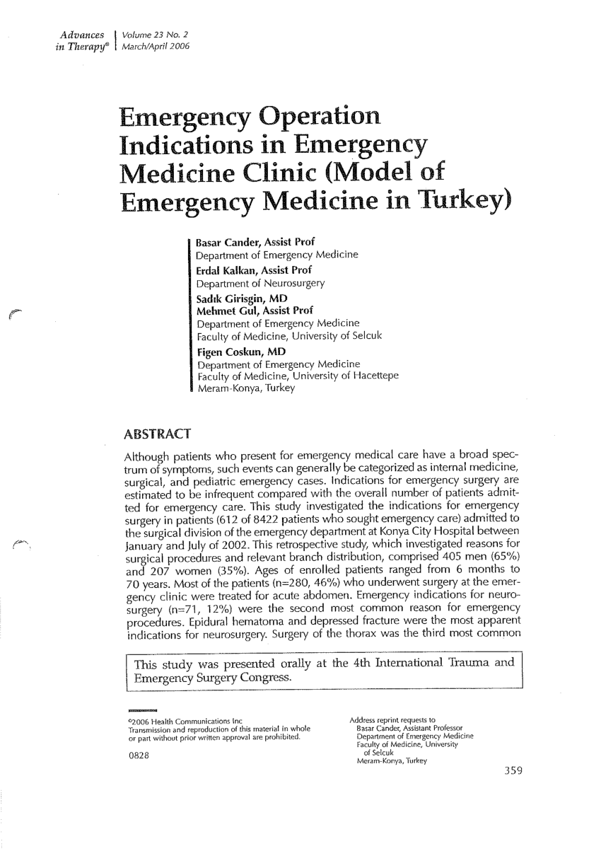 thesis topic in emergency medicine