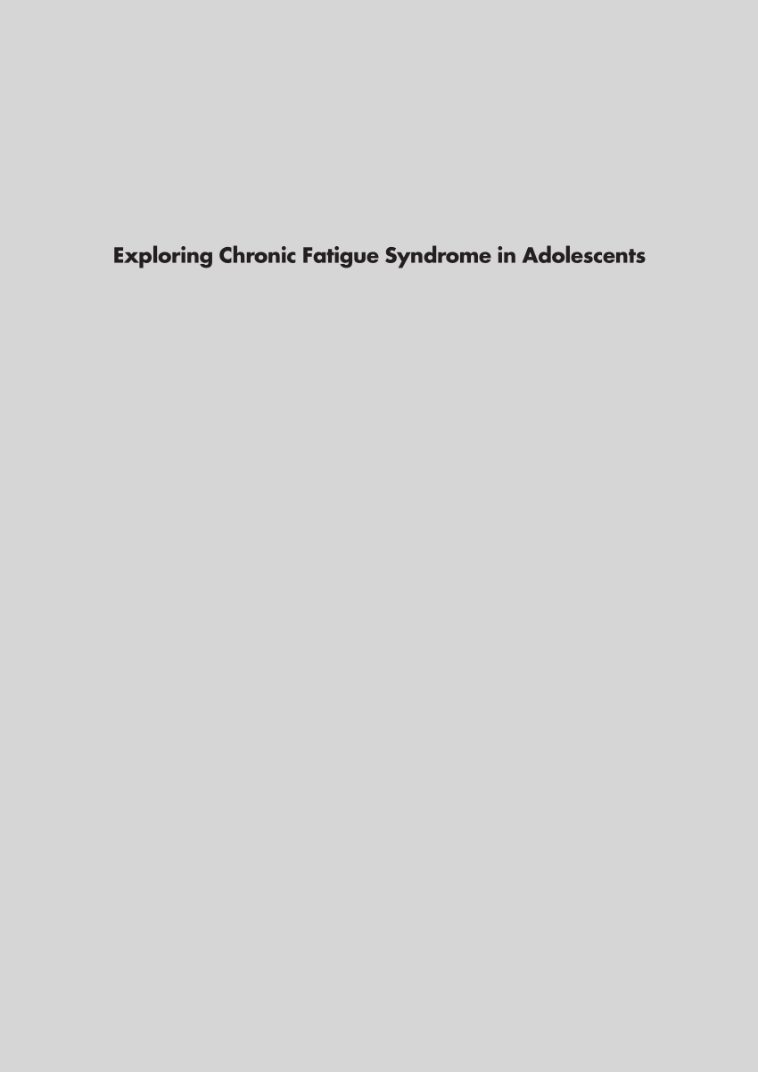 PDF) Mirrored Symptoms in Mother and Child With Chronic Fatigue ...