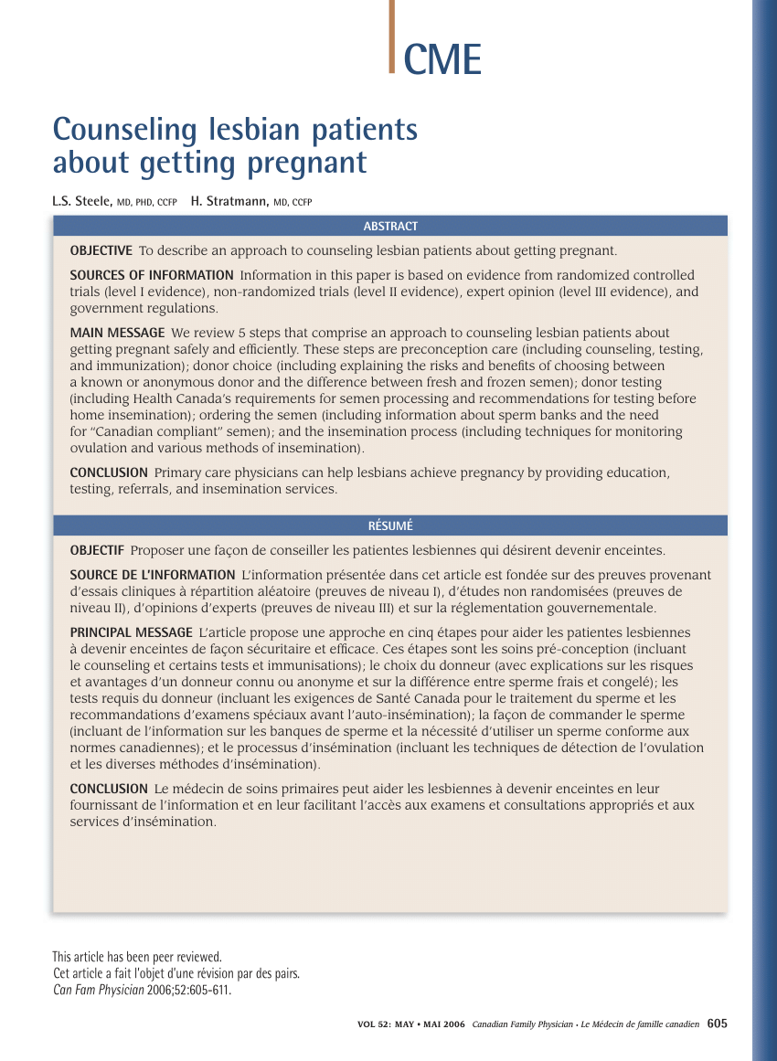 PDF) Counseling lesbian patients about getting pregnant