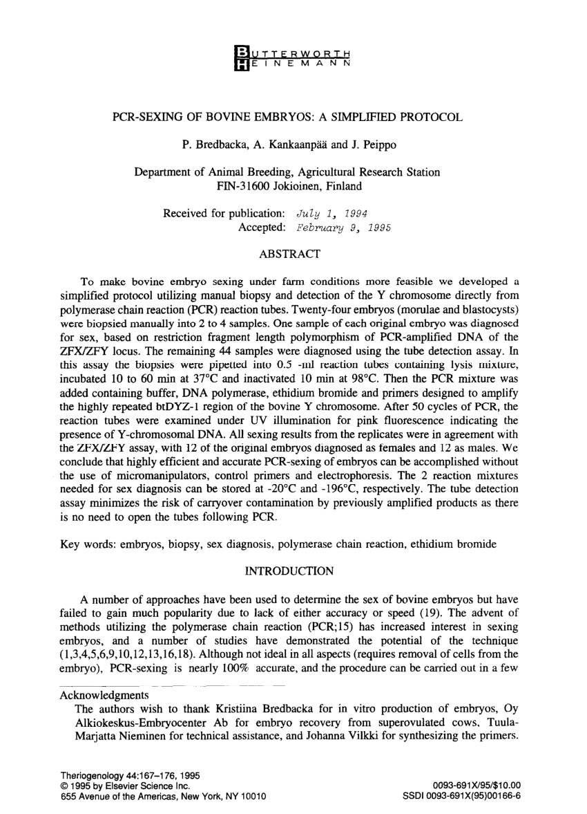 Pdf Pcr Sexing Of Bovine Embryos A Simplified Protocol 4760