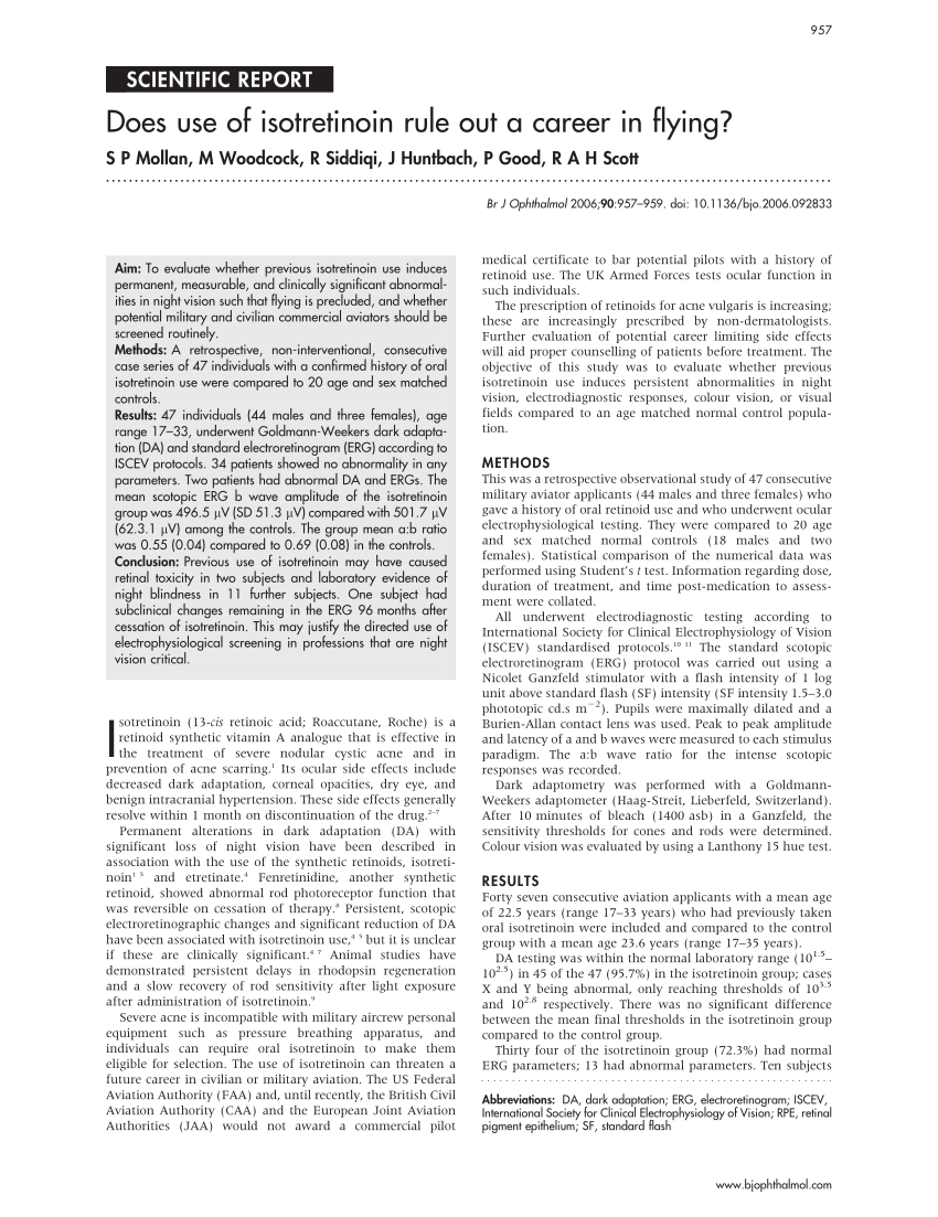 PDF) Does use of isotretinoin rule out a career in flying?