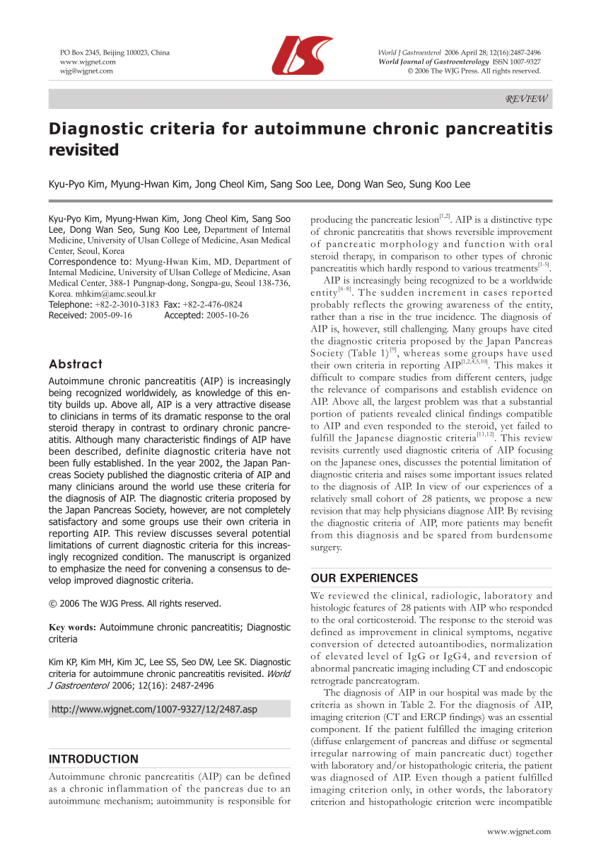 PDF Diagnostic Criteria For Autoimmune Chronic Pancreatitis Revisited