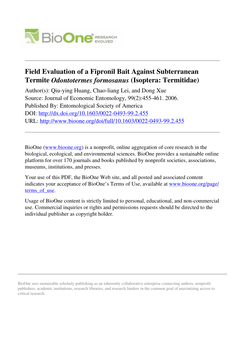 PDF) Field Evaluation of a Fipronil Bait Against Subterranean