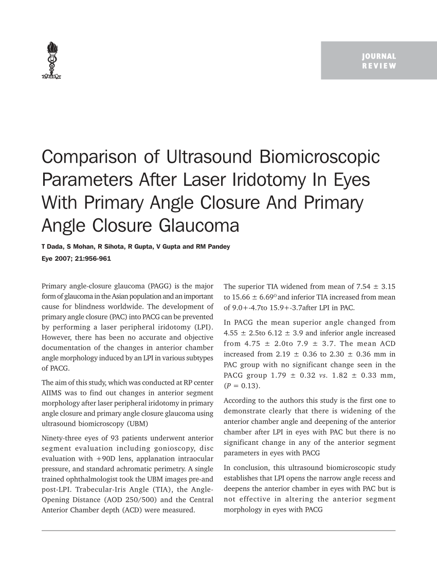 (PDF) Comparison of ultrasound biomicroscopic parameters after laser