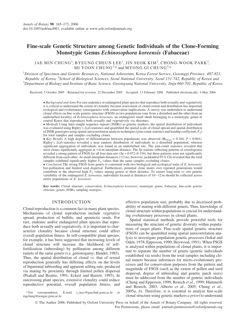 Pdf Fine Scale Genetic Structure Among Genetic Individuals - 