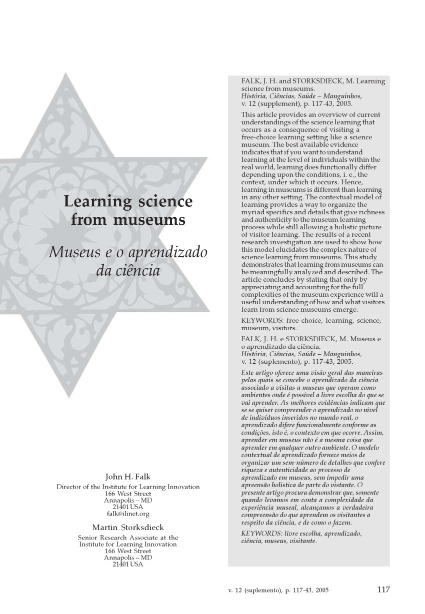 Pdf Learning Science From Museums