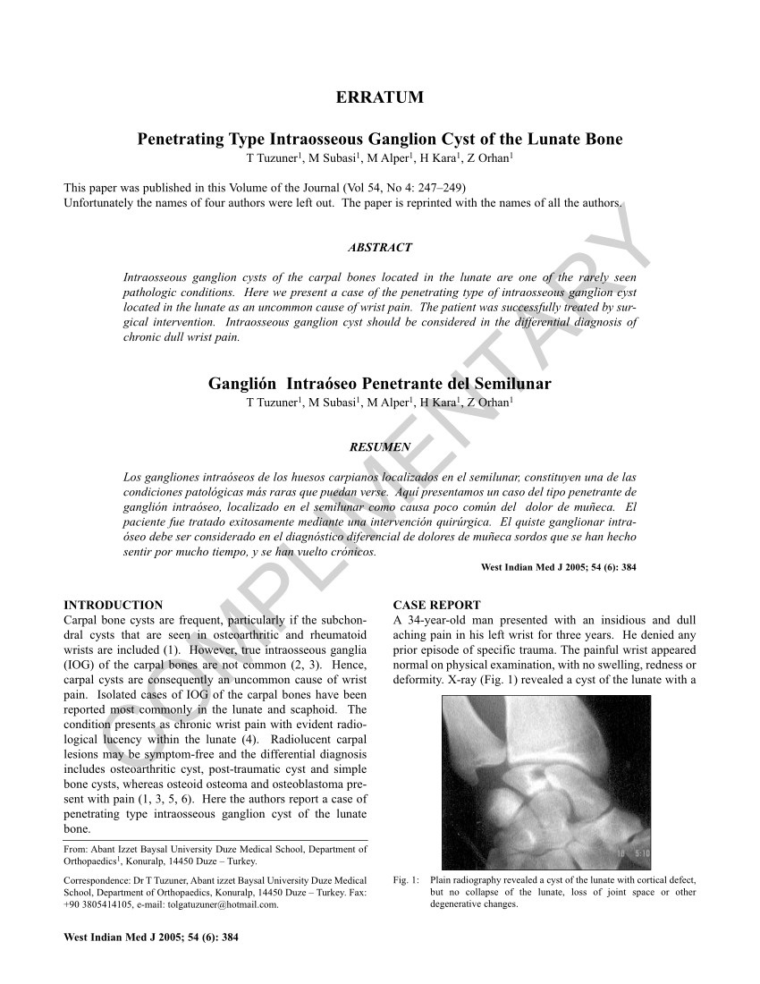 (PDF) Penetrating type intraosseous ganglion cyst of the lunate bone