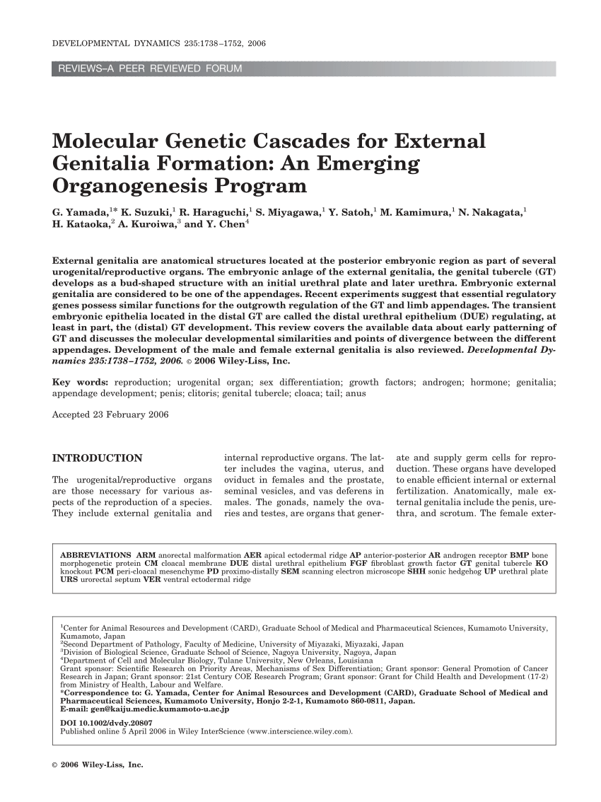 Pdf Molecular Genetic Cascades For External Genitalia Formation An Emerging Organogenesis Program