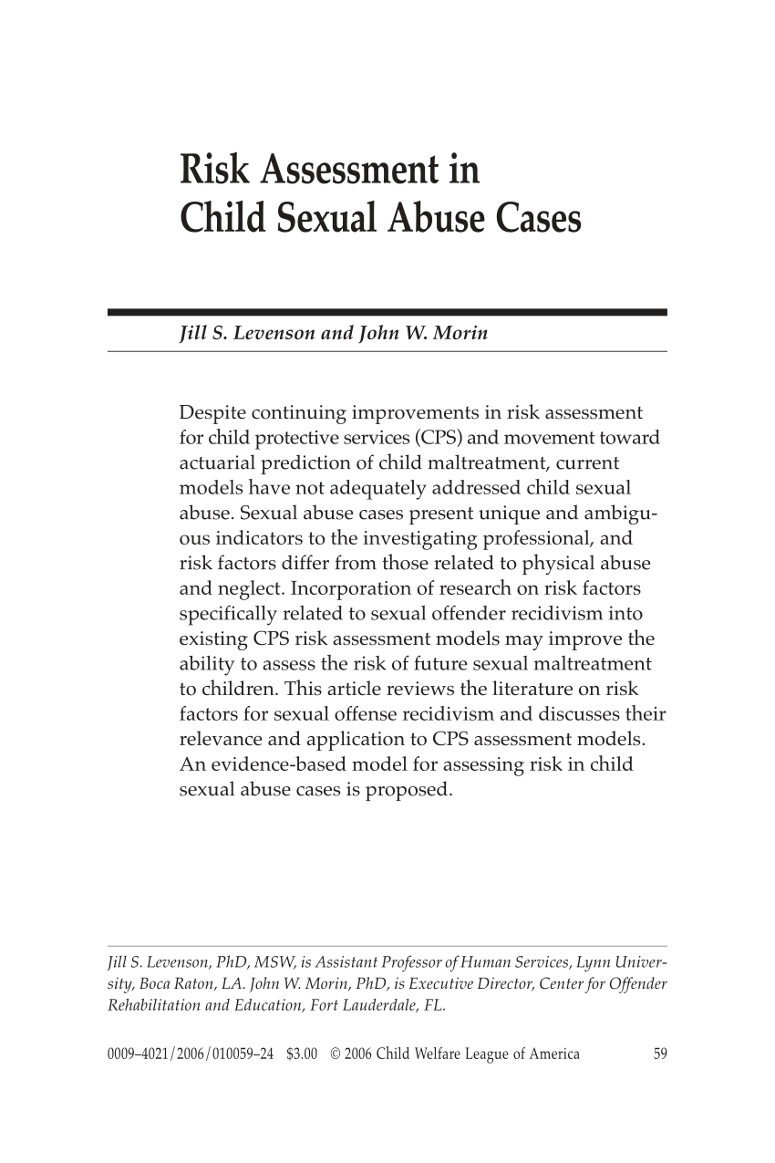 PDF) Risk assessment in child sexual abuse cases