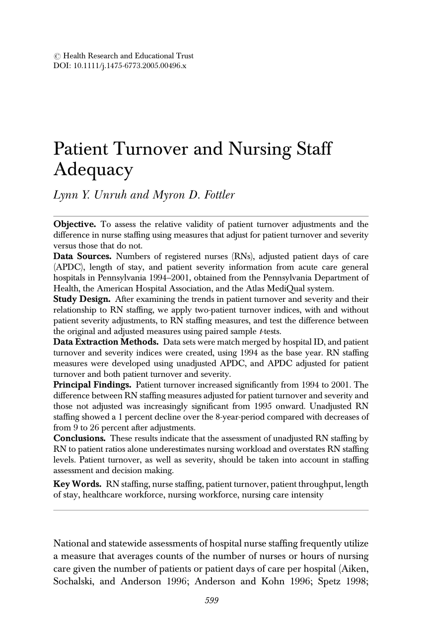 (PDF) Patient Turnover and Nursing Staff Adequacy