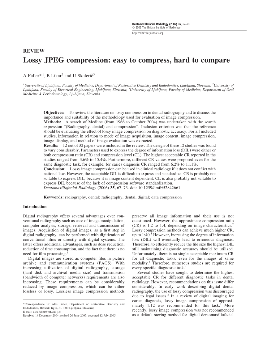 (PDF) Lossy JPEG compression: Easy to compress hard to compare
