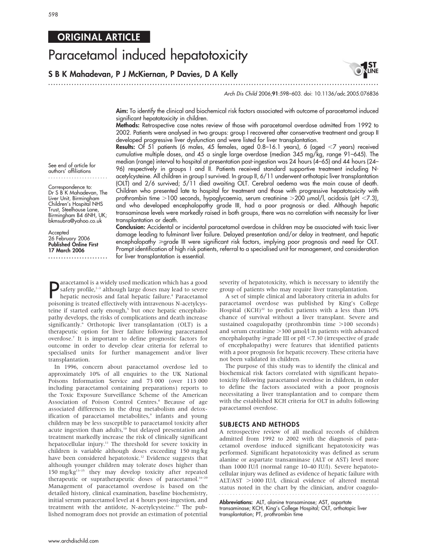 (PDF) Paracetamol induced hepatotoxicity