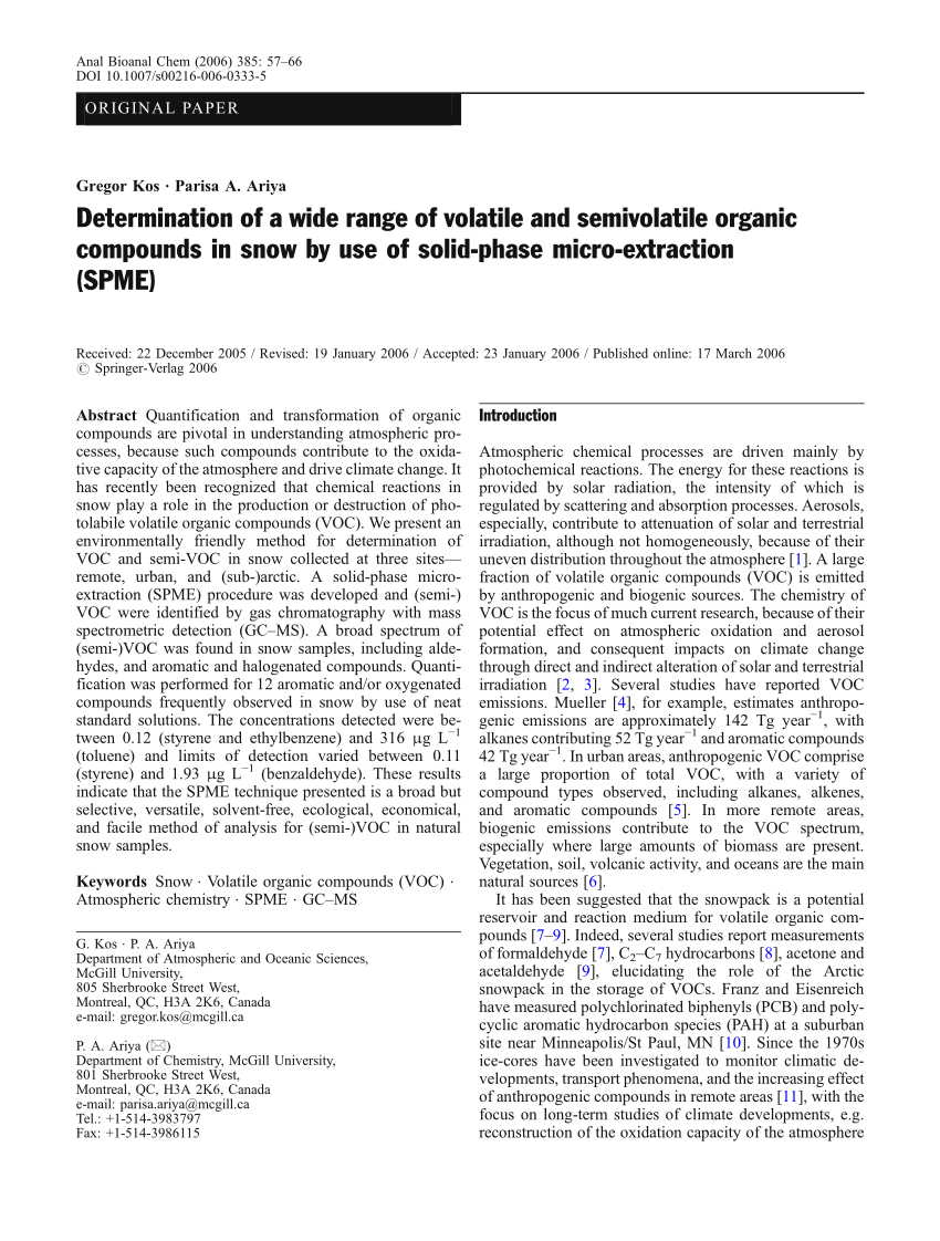 (PDF) Determination of a wide range of volatile and semivolatile