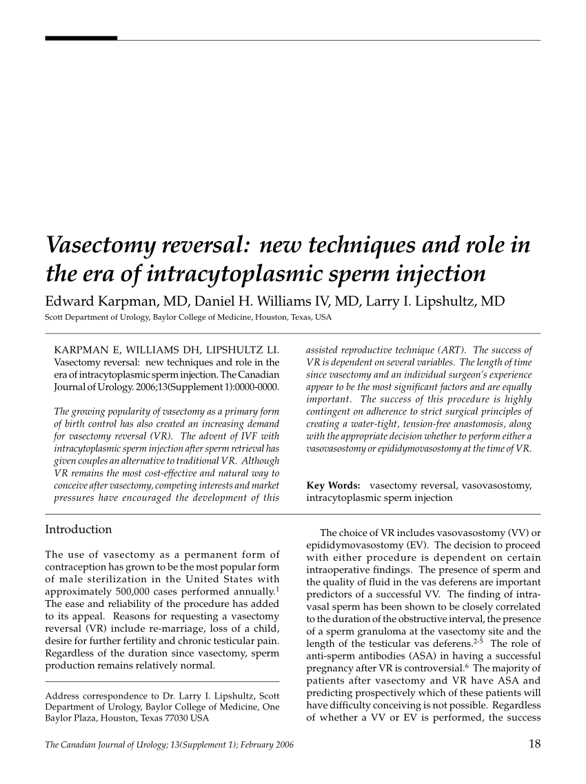 Vasectomy reversal (vasovasostomy) — Urology Associates
