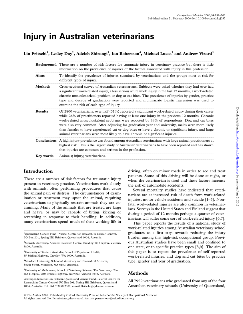 Editor dechifrere Hjælp PDF) Injury in Australian veterinarians