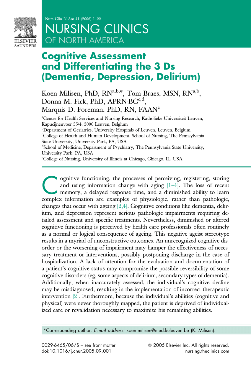 pn cognition dementia and delirium 3.0 case study test