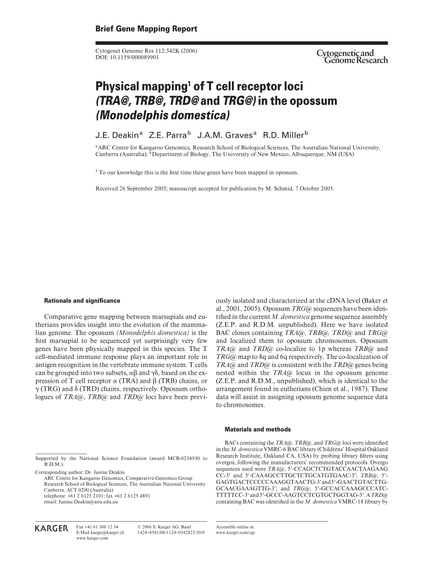 (PDF) Physical mapping of T cell receptor loci (TRA@, TRB@, TRD@ and ...