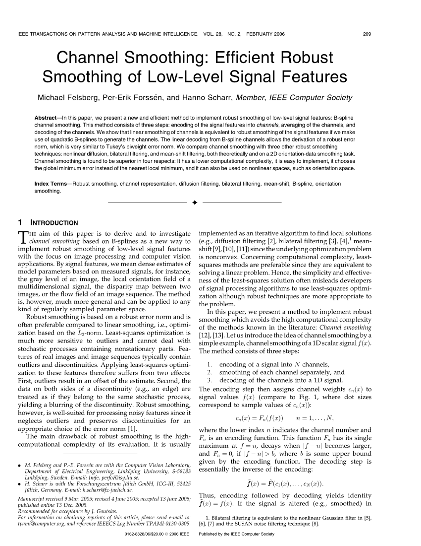 Pdf Channel Smoothing Efficient Robust Smoothing Of Low Level Signal Features