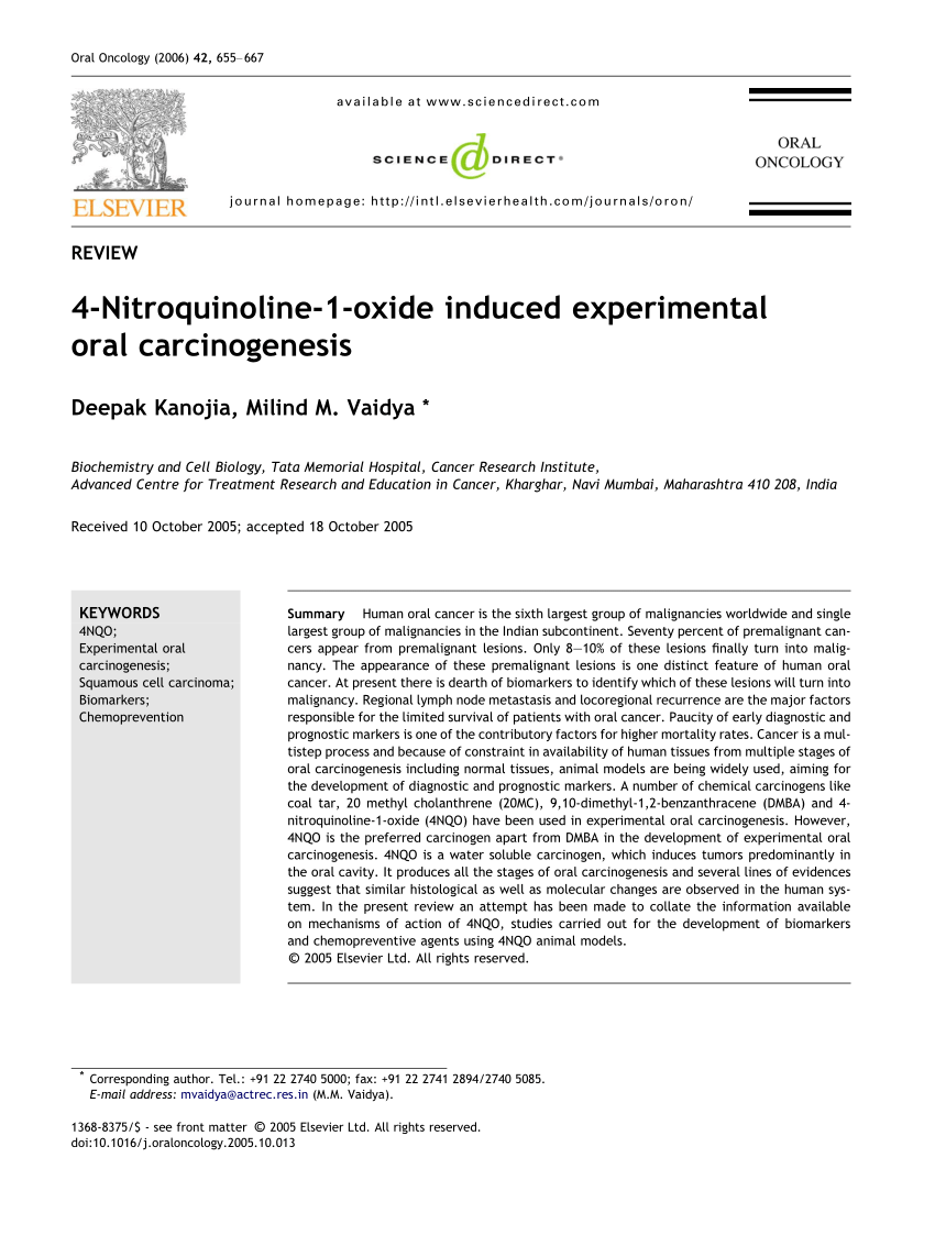 induced experimental oral carcinogenesis