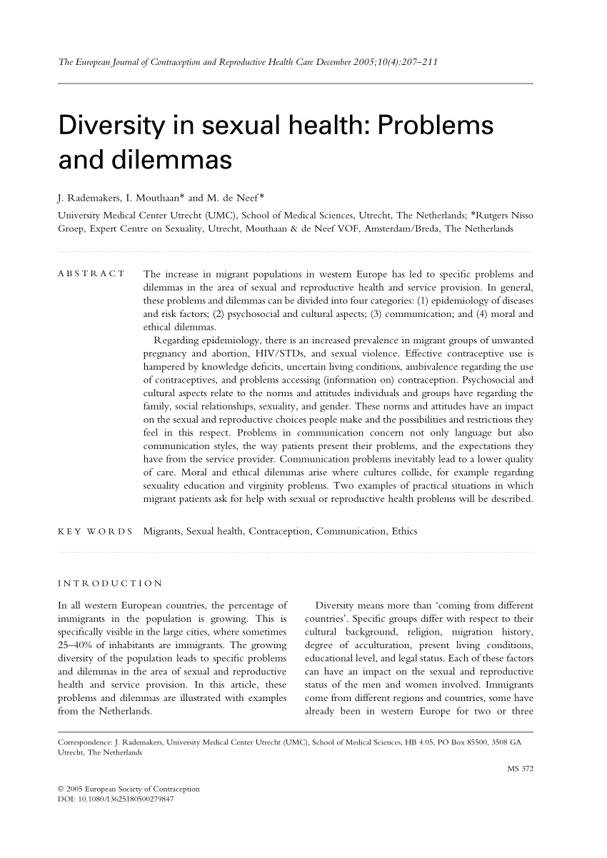 PDF Diversity in sexual health Problems and dilemmas