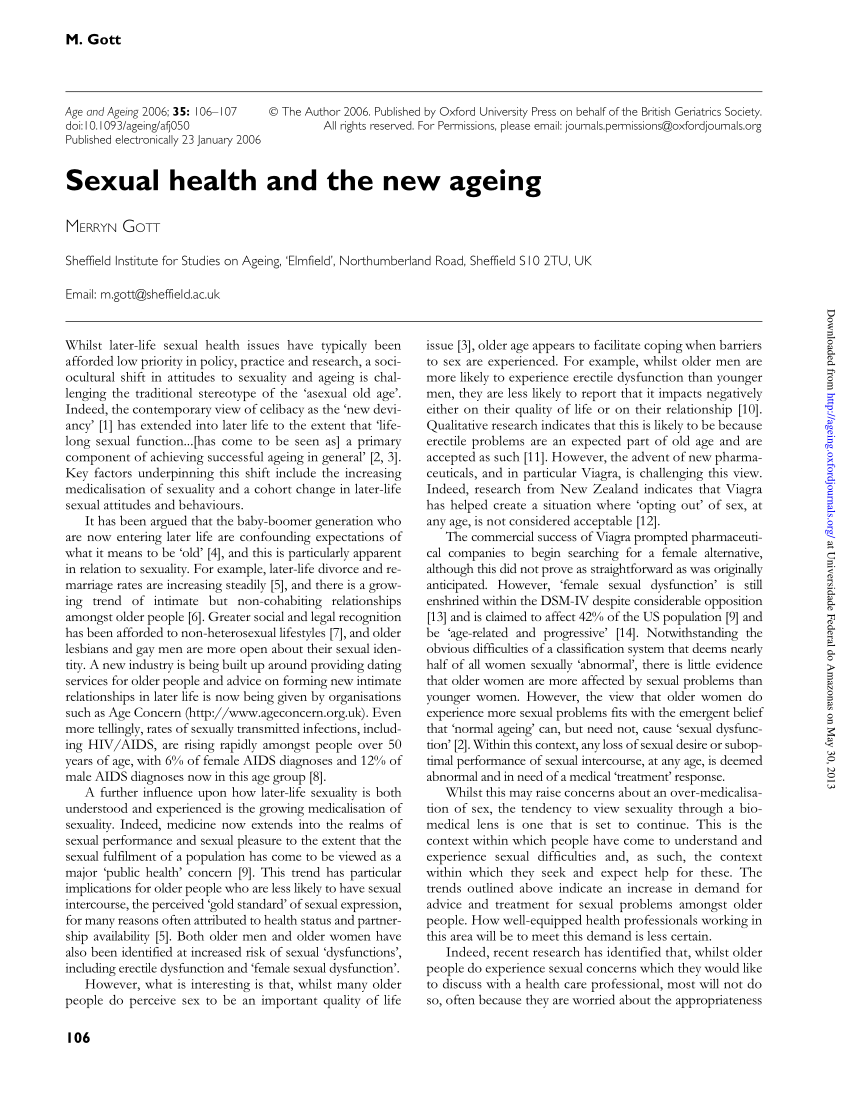 Pdf Sexual Health And The New Ageing 8831