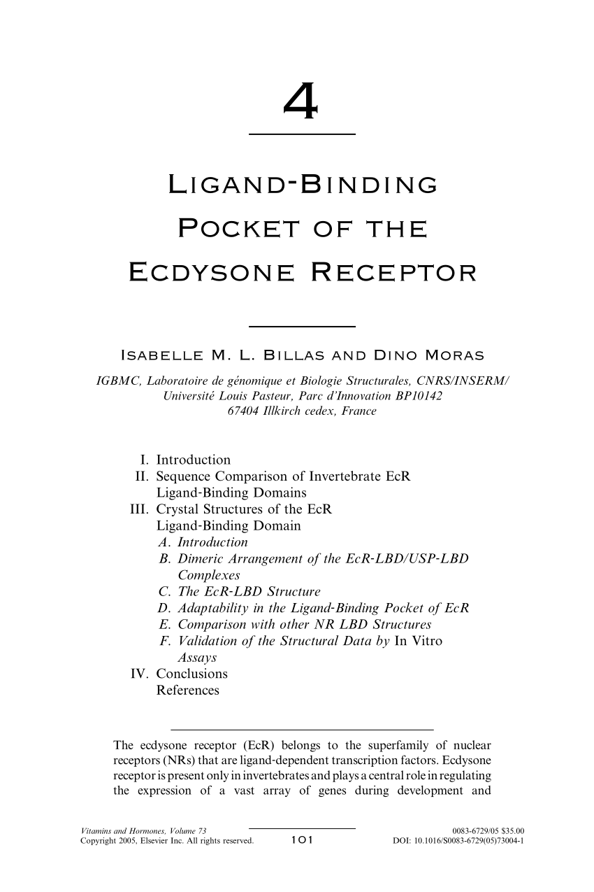 Pdf Ligand Binding Pocket Of The Ecdysone Receptor