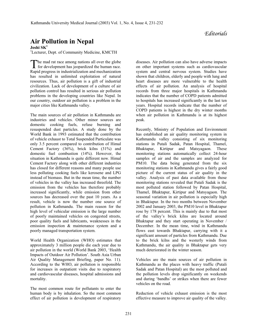 essay about pollution in nepali